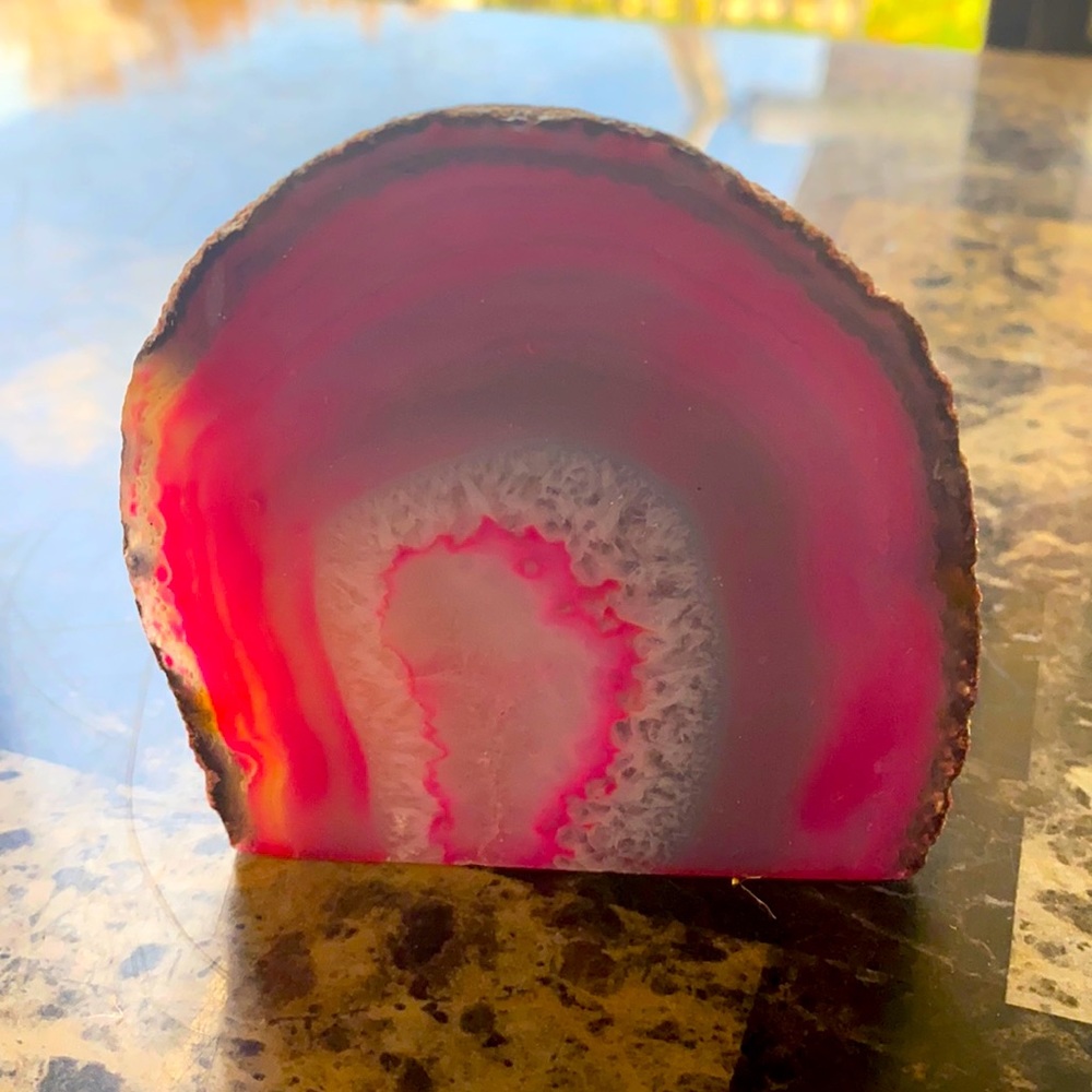 Natural Pink Geode Slice